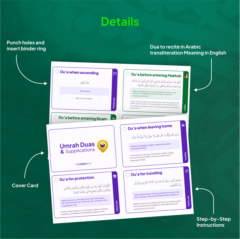 Umrah_dua_cards_with_holes_for_lanyards